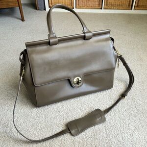 JEMMA EMMA Traveler 39 Olive Leather Gold Hardware Work Bag
